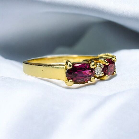 14K Gold- Natural Ruby & Diamond Ring -Size 6.25- .83CTTW -Oval- HIGH CLARITY-2g display picture 1